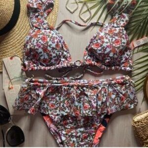 Maaji floral ruffle skirt swimsuit